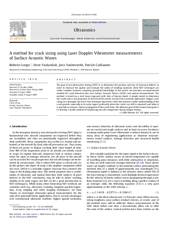 (PDF) A method for crack sizing using Laser Doppler Vibrometer ...
