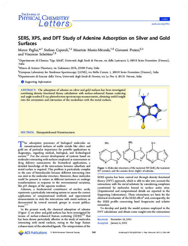 PDF) Adenine Adsorption on Ag and Au: SERS, XPS, and DFT Insights pdf-adenine-adsorption-on-ag-and-au-sers-xps-and-dft-insights