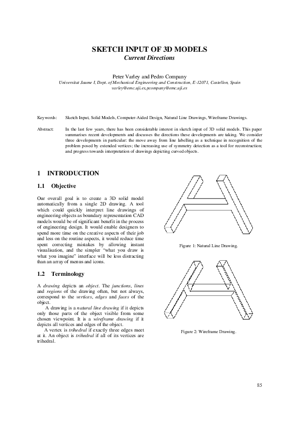 Pdf Sketch Input Of 3d Models Current Directions Pedro Company And Peter Varley Academia Edu