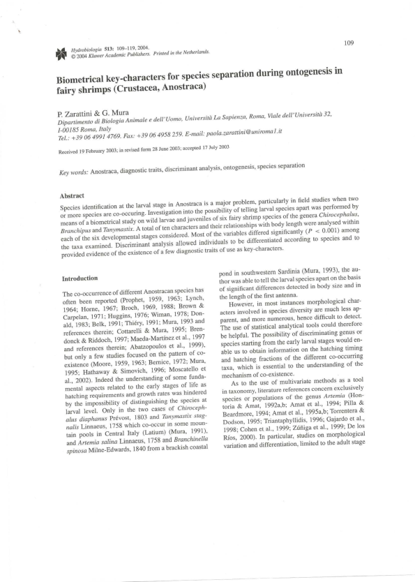 (PDF) Biometrical key-characters for species separation during ...