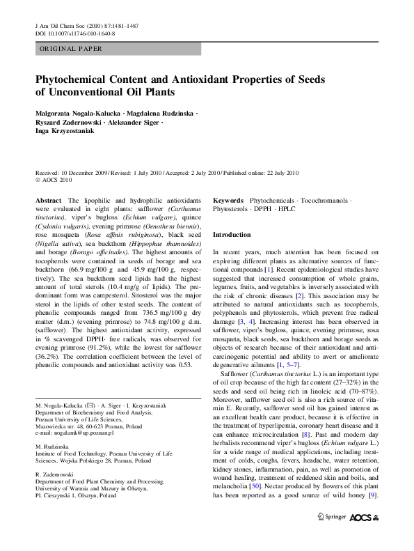 (PDF) Phytochemical Content and Antioxidant Properties of Seeds of ...