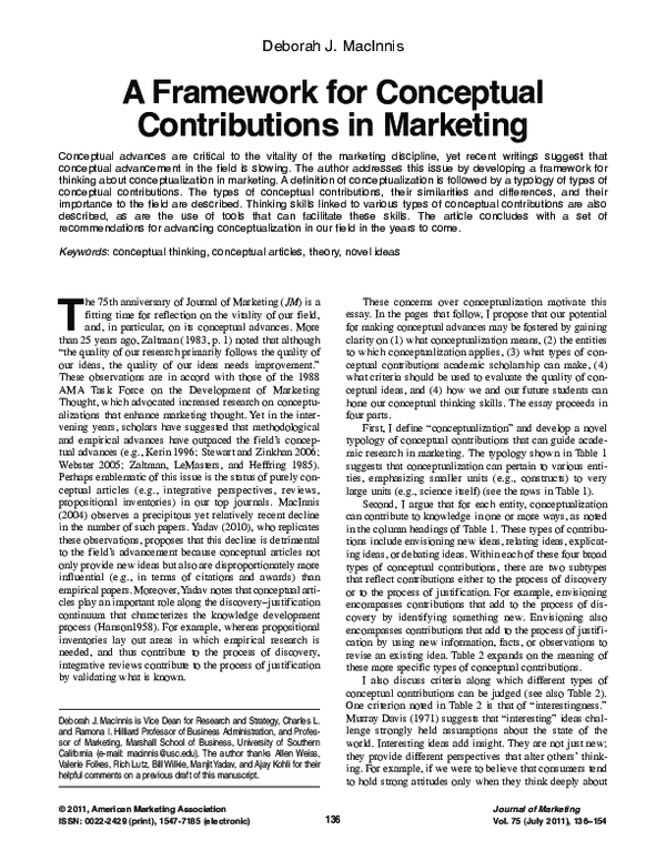 (PDF) Framework for Conceptual Contributions
