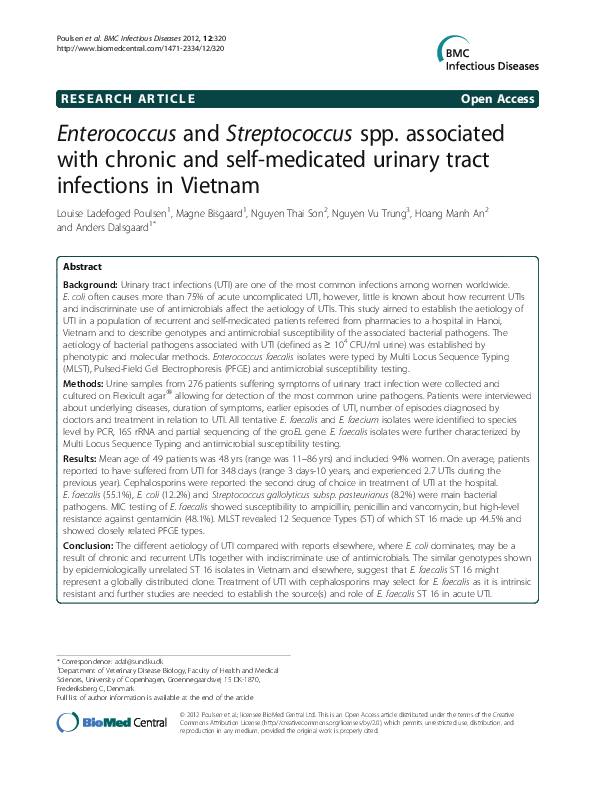 (PDF) Enterococcus and Streptococcus spp. associated with chronic and