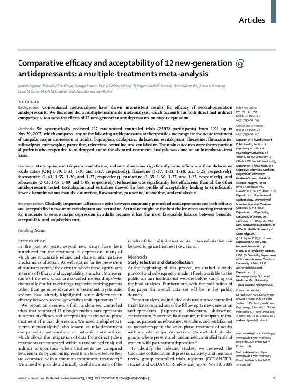(PDF) Comparative efficacy and acceptability of 12 new-generation ...