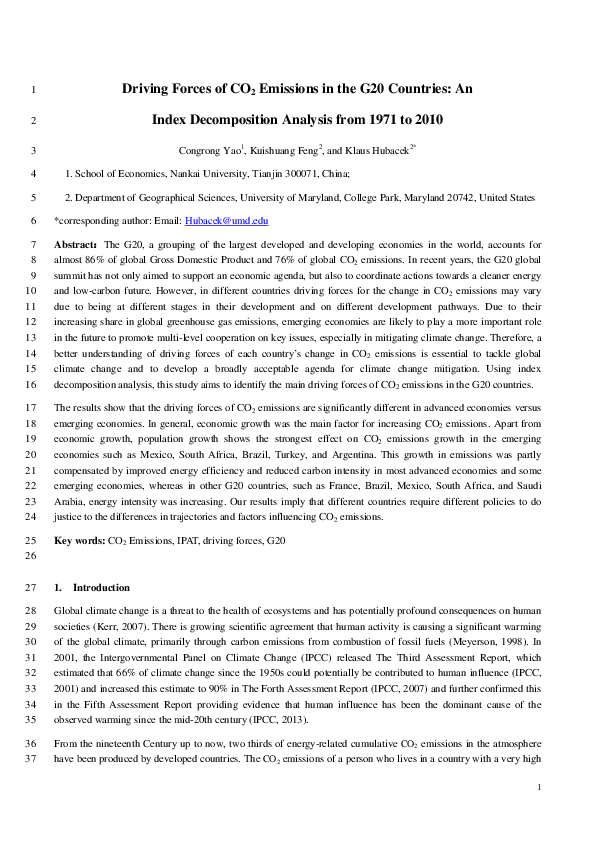 (PDF) Driving forces of CO2 emissions in the G20 countries: An index ...