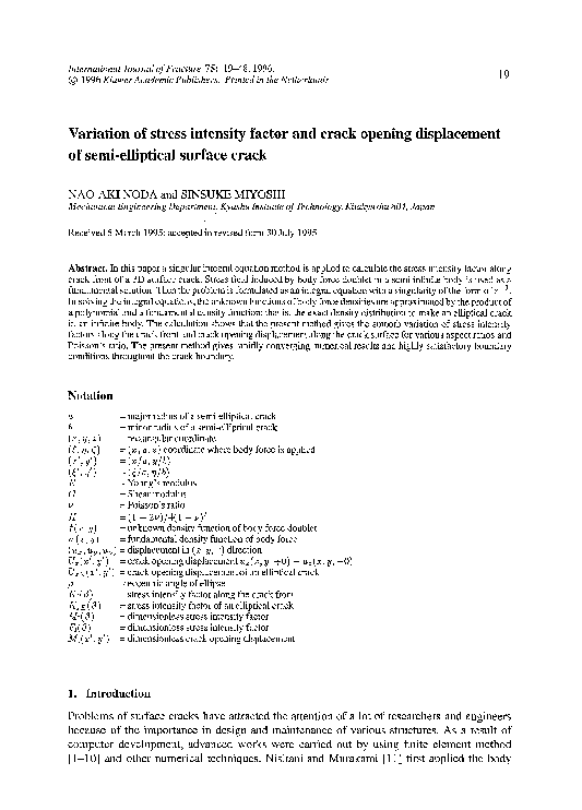 (PDF) Variation of stress intensity factor and crack opening ...