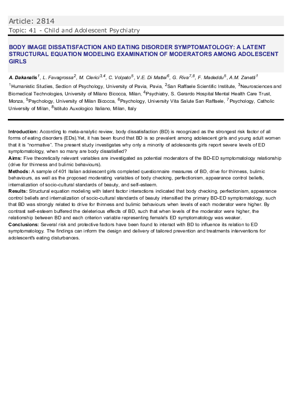 (PDF) 2814 – Body image dissatisfaction and eating disorder ...