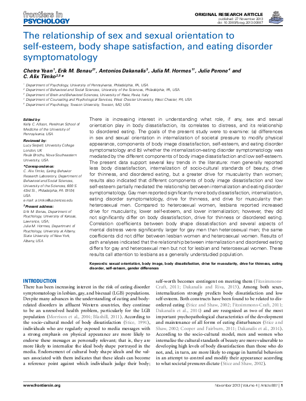 (PDF) The relationship of sex and sexual orientation to self-esteem ...
