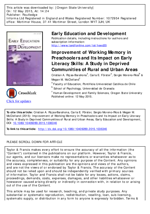 (PDF) Improvement of Working Memory in Preschoolers and Its Impact on ...