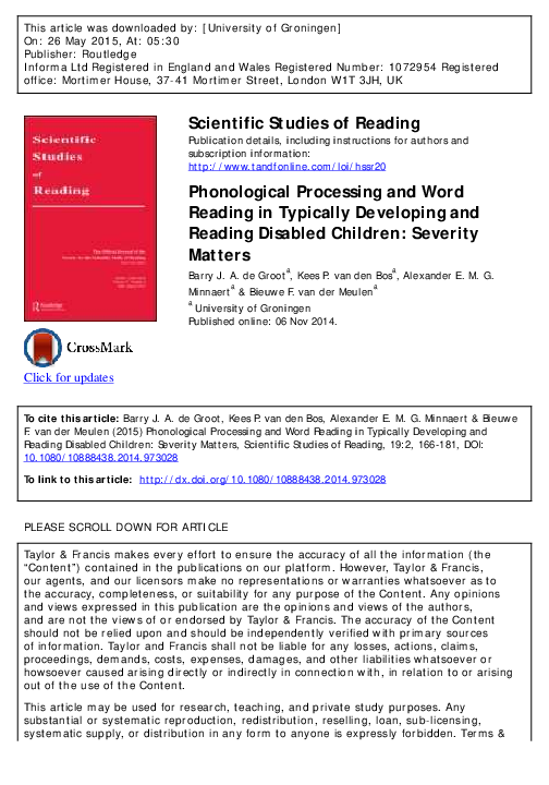 (PDF) Phonological Processing and Word Reading in Typically Developing ...
