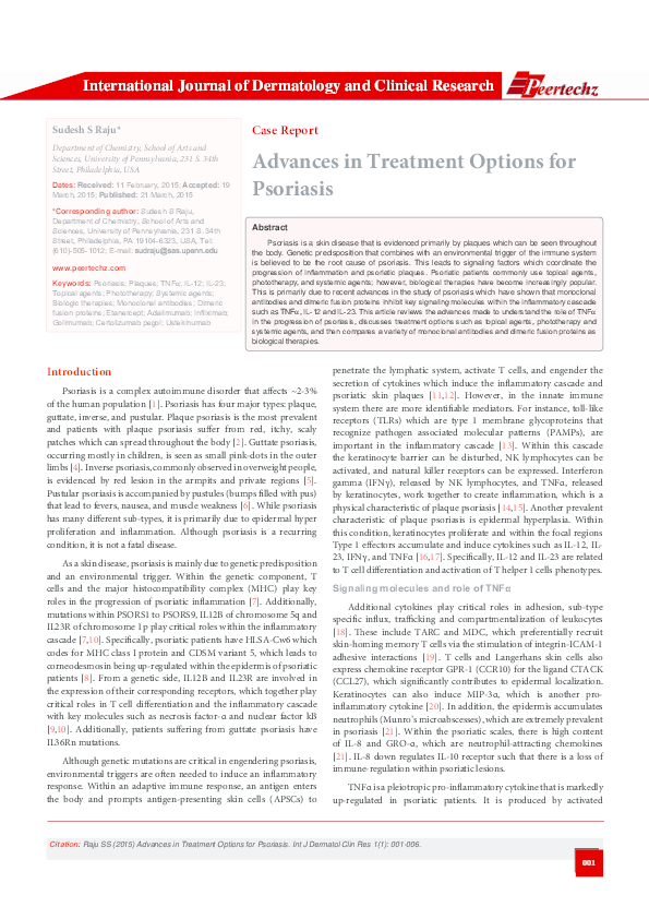 (PDF) Advances in Treatment Options for Psoriasis