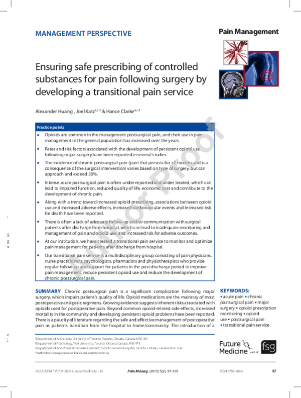 (PDF) Ensuring safe prescribing of controlled substances for pain ...