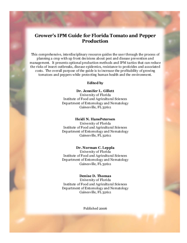 (PDF) Grower's IPM guide for Florida tomato and pepper production