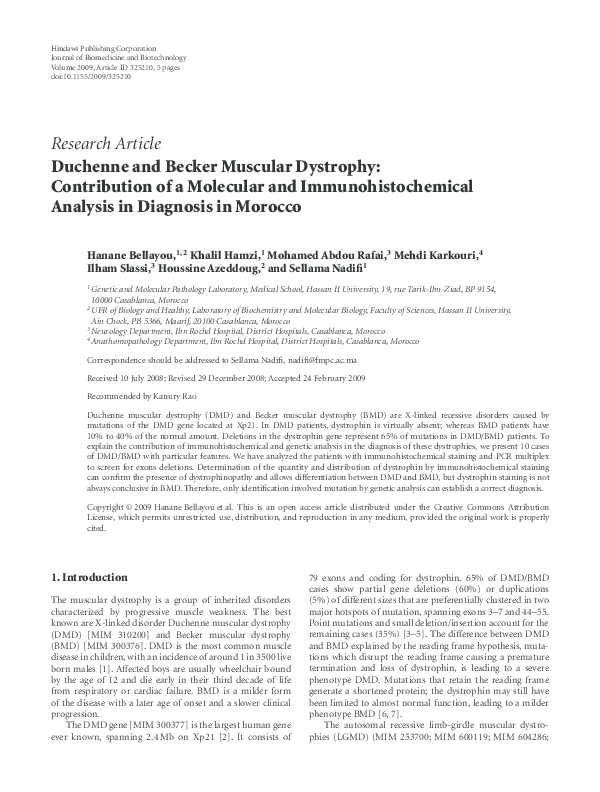 (PDF) Duchenne and Becker Muscular Dystrophy: Contribution of a ...