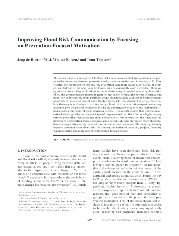 (PDF) Improving flood risk communication by focusing on prevention ...