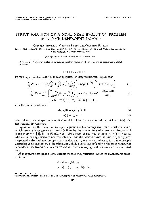 (PDF) Strict solution of a nonlinear evolution problem in a time ...