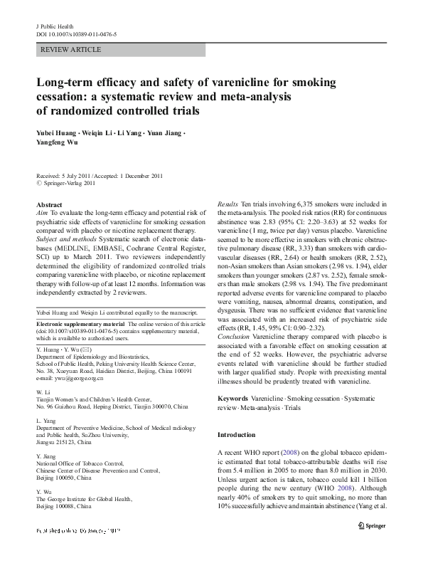 (PDF) Long-term efficacy and safety of varenicline for smoking ...