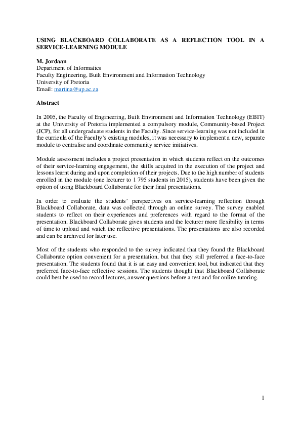 community service learning reflection paper