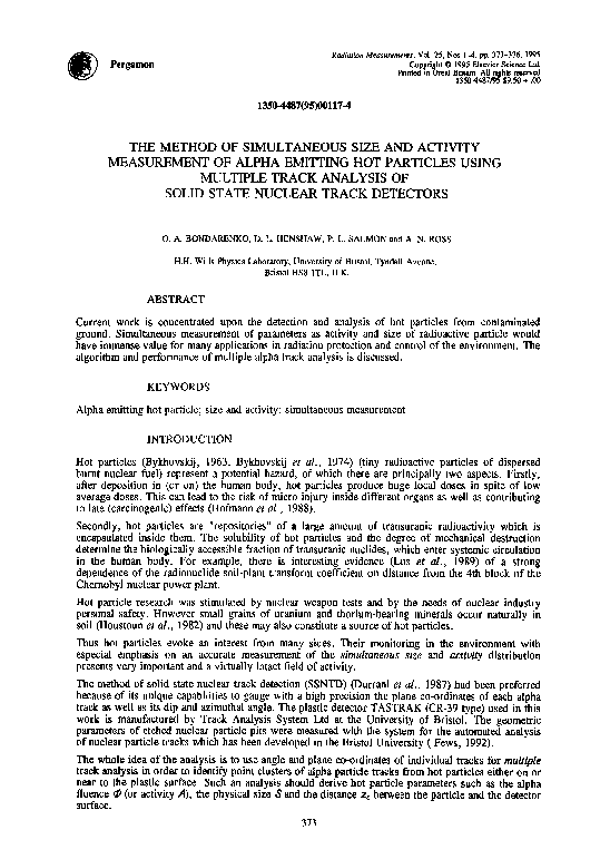 (PDF) The method of simultaneous size and activity measurement of alpha ...