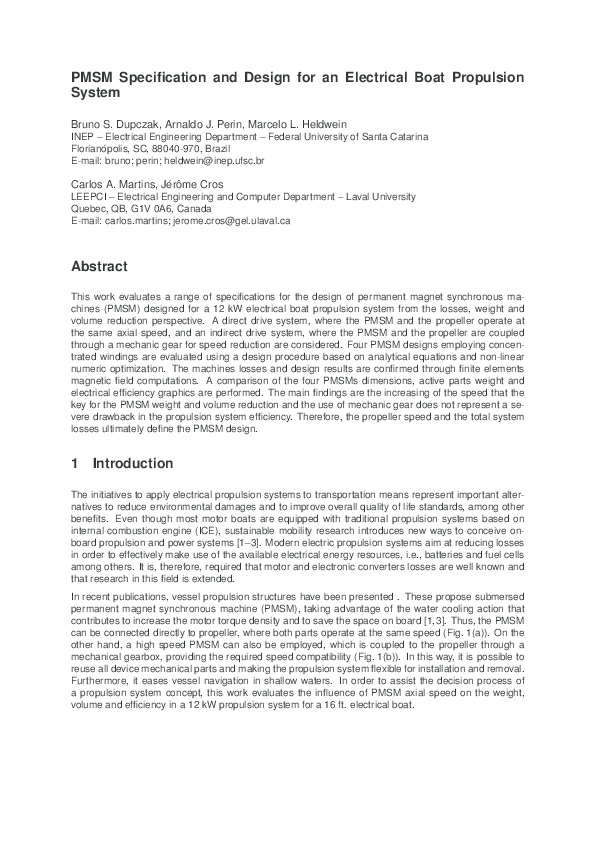 (PDF) PMSM Specification and Design for an Electrical Boat Propulsion ...