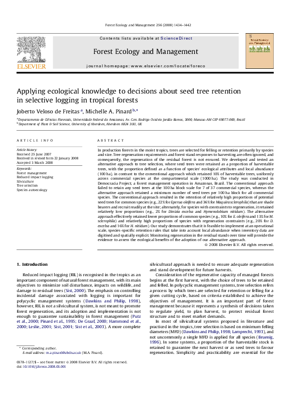 (PDF) Applying ecological knowledge to decisions about seed tree ...