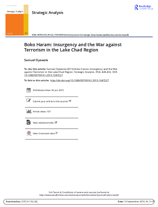 (PDF) Boko Haram: Insurgency and the War against Terrorism in the Lake ...
