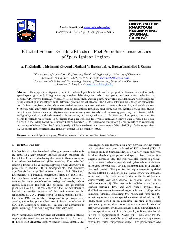 (PDF) Effect of Ethanol/Gasoline Blends on Fuel Properties ...