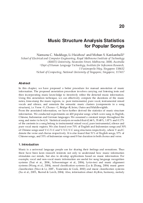 (PDF) Music Structure Analysis Statistics for Popular Songs
