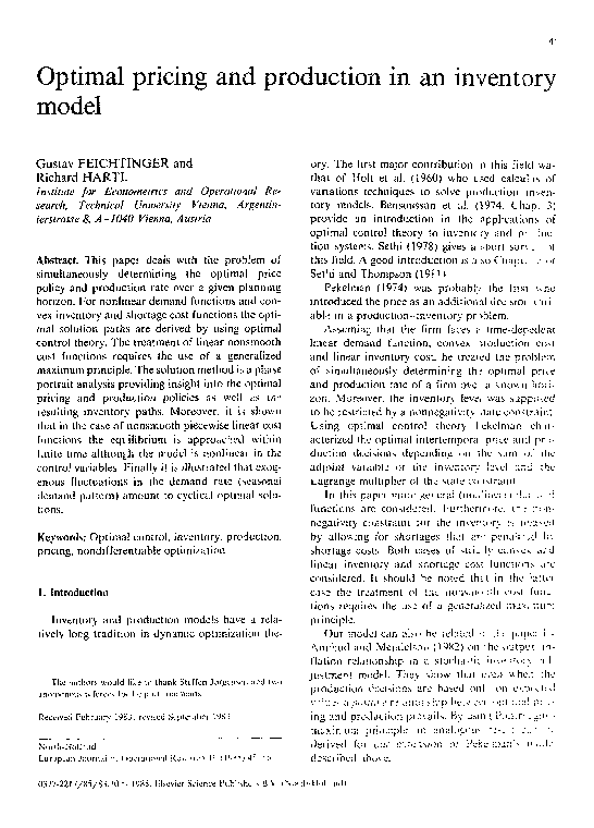 (PDF) Optimal pricing and production in an inventory model