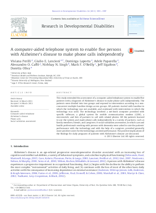 (PDF) A computer-aided telephone system to enable five persons with ...