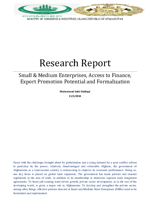 Pdf Small Medium Enterprises Export Promotion Potential Access