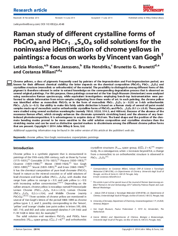 (PDF) Raman study of different crystalline forms of PbCrO 4 and PbCr 1− ...