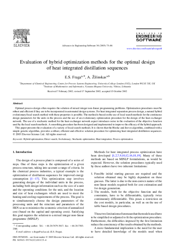 (PDF) Evaluation of hybrid optimization methods for the optimal design ...