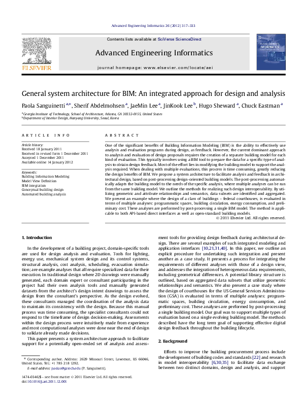 (PDF) General System Architecture for BIM: An Integrated Approach for ...
