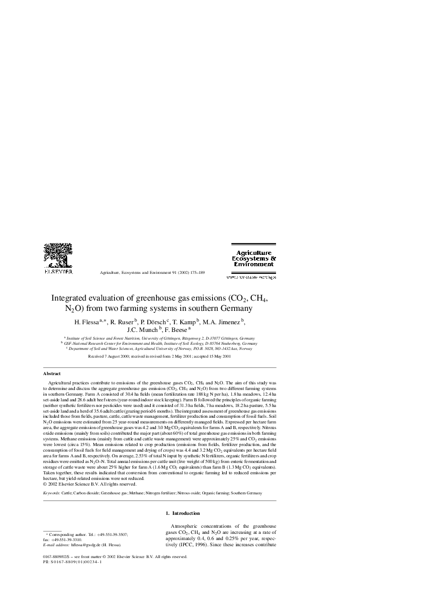 (PDF) Integrated evaluation of greenhouse gas emissions (CO2, CH4, N2O ...