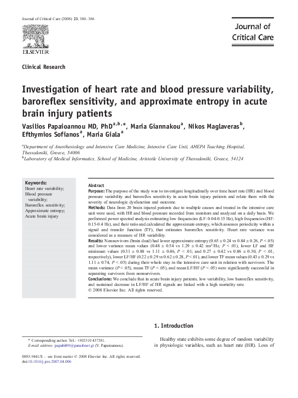 (PDF) Investigation of heart rate and blood pressure variability ...