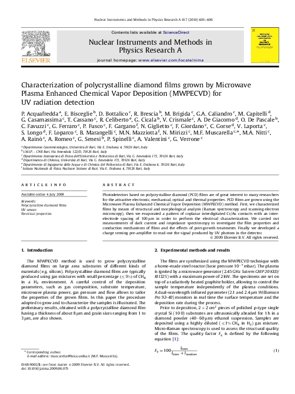 (PDF) Characterization of polycrystalline diamond films grown by ...