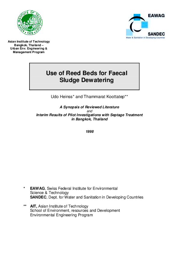 (PDF) Use of Reed Beds for Faecal Sludge Dewatering Thammarat