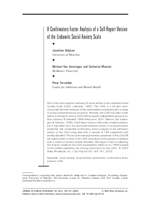 (PDF) A confirmatory factor analysis of a self-report version of the ...