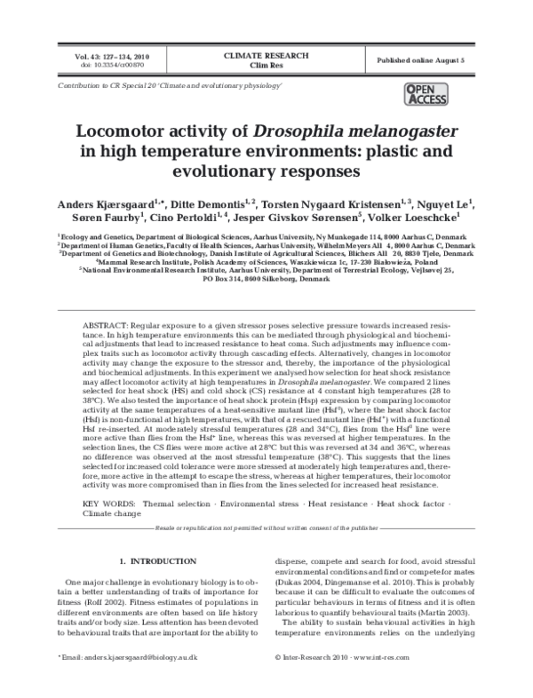 (PDF) Locomotor activity of Drosophila melanogaster in high temperature ...