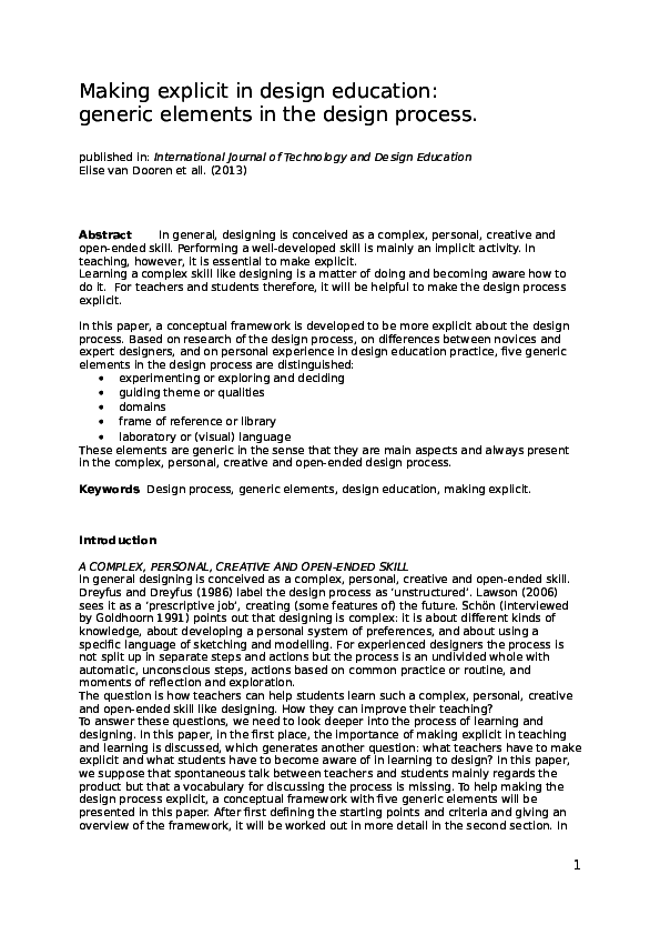 (DOC) MAKING EXPLICIT IN DESIGN EDUCATION