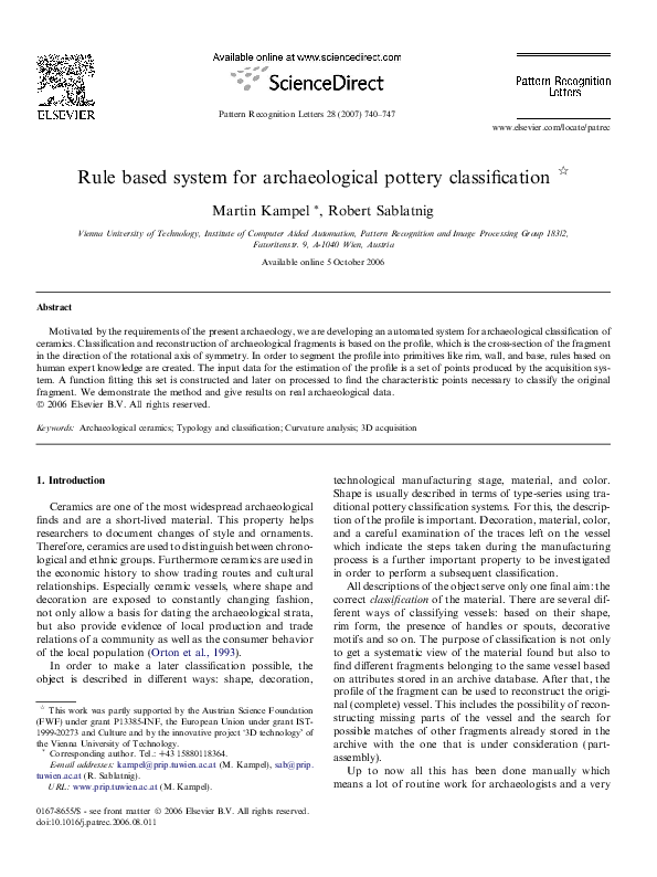 (PDF) Rule based system for archaeological pottery classification