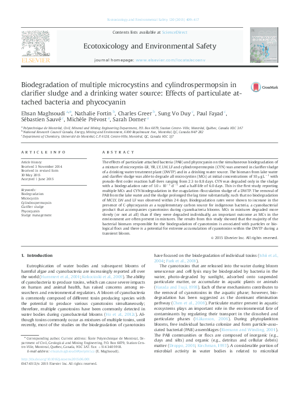 (PDF) Biodegradation of multiple microcystins and cylindrospermopsin in ...