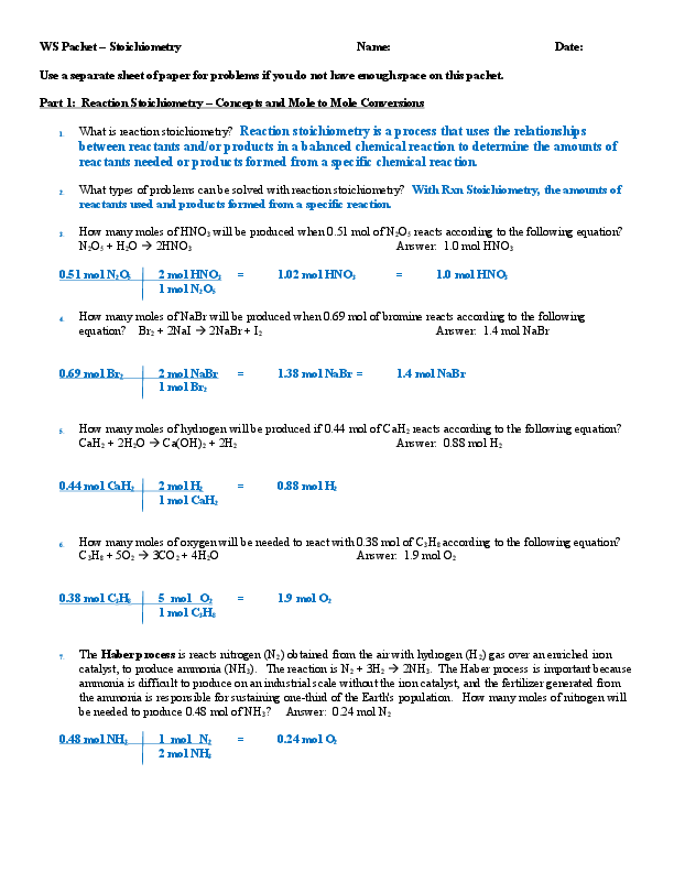(DOC) WS Packet Stoichiometry KEY Jason Liu Academia.edu