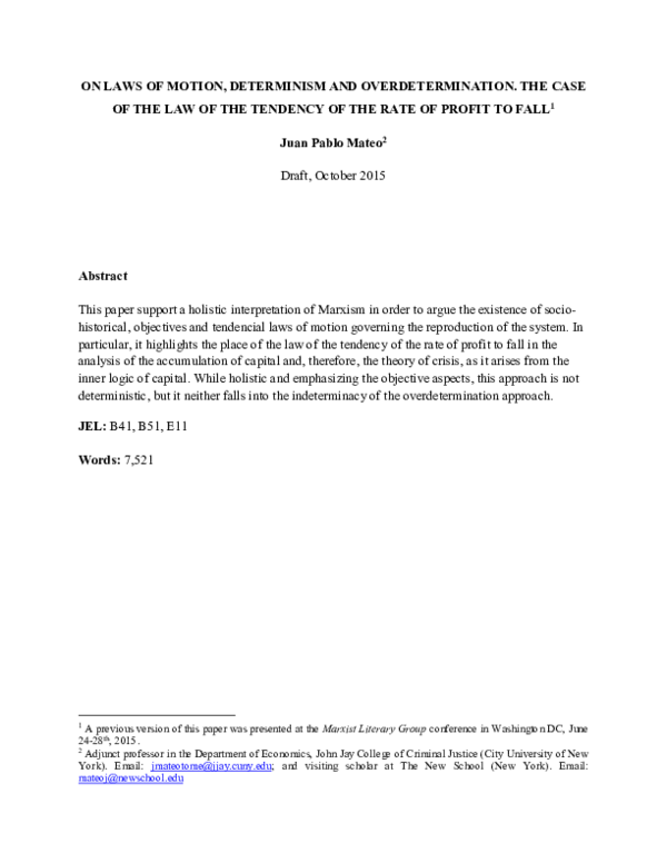 (PDF) Mateo, J.P. (2015). "On laws of motion, determinism and ...