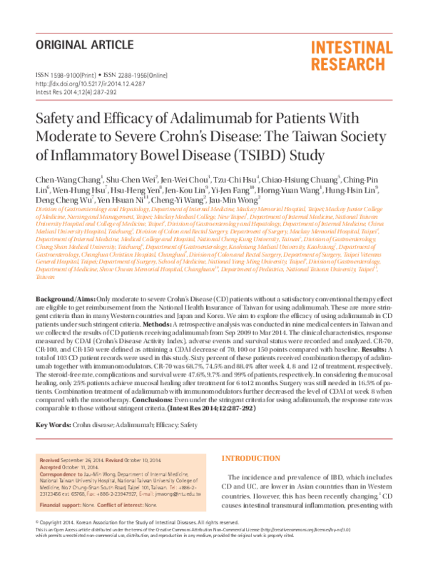 (PDF) Safety and Efficacy of Adalimumab for Patients With Moderate to ...