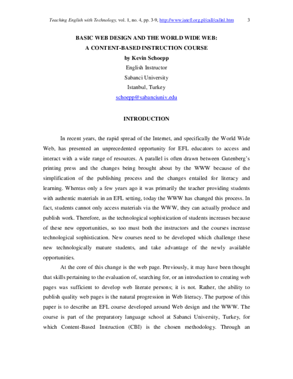 (PDF) Basic web design and the World Wide Web: A content-based ...