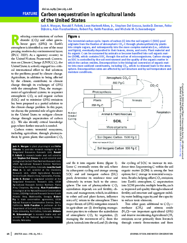 (PDF) Carbon sequestration in agricultural lands of the United States