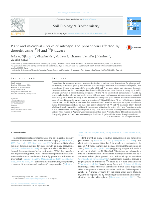 (PDF) Plant and microbial uptake of nitrogen and phosphorus affected by ...