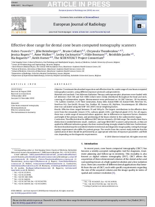 (PDF) Effective dose range for dental cone beam computed tomography ...